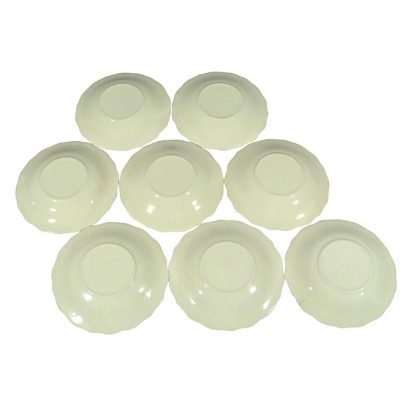 Tea Cup Saucers Scalloped Embossed Rim Floral Pattern in Center Set of 8 - Picture 2 of 10